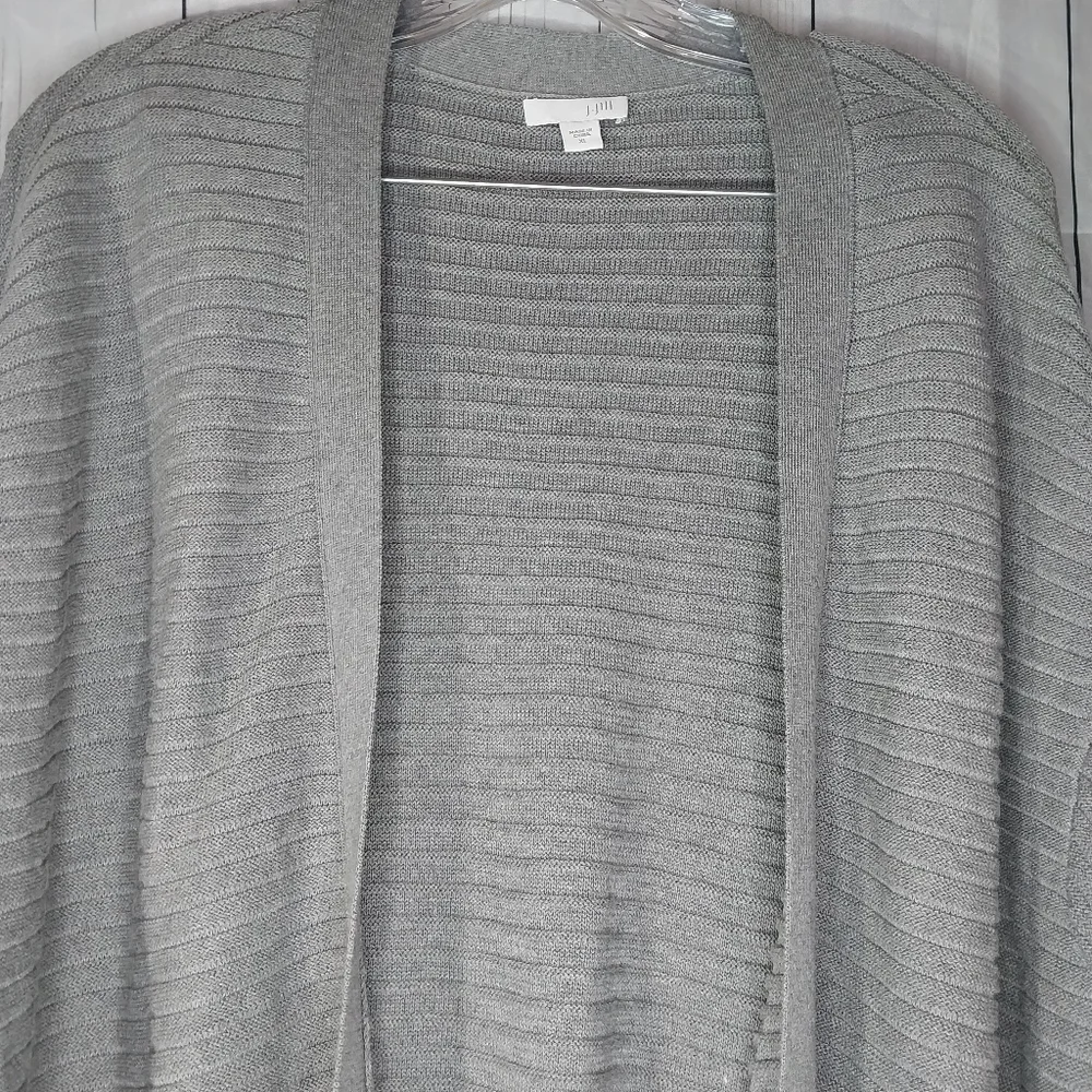 J.JILL gray wide ribbed open drapey cardigan sweater size XL Womens